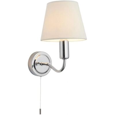 Netlighting Conway Classic Wall Lamp Chrome with Ivory Tapered Shade & Pull Cord Switch - Wall Lamp Netlighting Conway Classic Wall Lamp Chrome with Ivory Tapered Shade & Pull Cord Switch - Wall Lamp