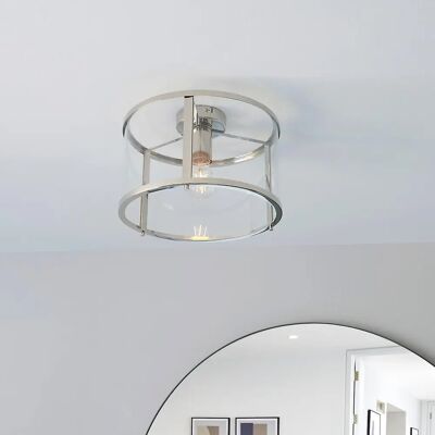 Luminaire Plafond Cylindrique Hopton Endon - Nickel Poli - 49111 - Publicité Luminaire Plafond Cylindrique Hopton Endon - Nickel Poli - 49111 - Publicité