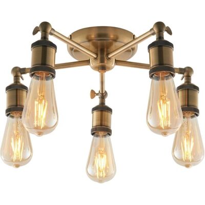 Netlighting Antique Brass Multi Arm Ceiling Lamp - Semi Flush Light Netlighting Antique Brass Multi Arm Ceiling Lamp - Semi Flush Light