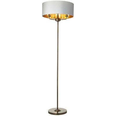 Netlighting Highclere Floor Lamp - Vintage White Fabric - Antique Brass - Floor Lamp Netlighting Highclere Floor Lamp - Vintage White Fabric - Antique Brass - Floor Lamp