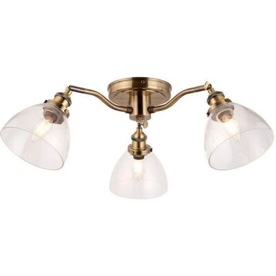 Plafonnier Semi Encastré Hansen en Verre et Laiton Antique - Netlighting - Publicité Plafonnier Semi Encastré Hansen en Verre et Laiton Antique - Netlighting - Publicité