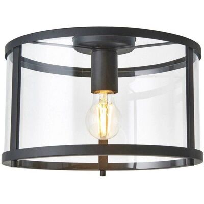 Lampe de Plafond Décorative Endon Hopton - Verre Noire & Acier - Publicité Lampe de Plafond Décorative Endon Hopton - Verre Noire & Acier - Publicité
