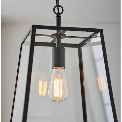 Netlighting Hurst Single Pendant Ceiling Lamp - Steel Glass Black Netlighting Hurst Single Pendant Ceiling Lamp - Steel Glass Black
