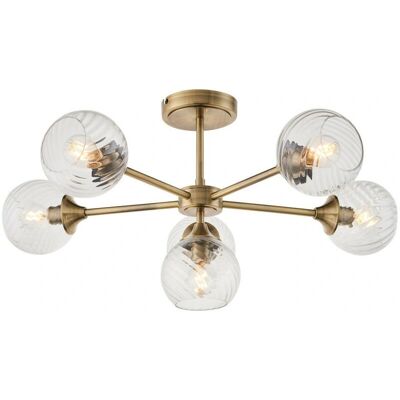 Endon Allegra 6 Light Multi Arm Glass Shade Semi Flush Ceiling Lamp - Ceiling Lamp Endon Allegra 6 Light Multi Arm Glass Shade Semi Flush Ceiling Lamp - Ceiling Lamp