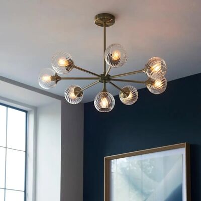 Endon Allegra 8 Light Multi Arm Glass Shade Ceiling Pendant - Ceiling Pendant Endon Allegra 8 Light Multi Arm Glass Shade Ceiling Pendant - Ceiling Pendant