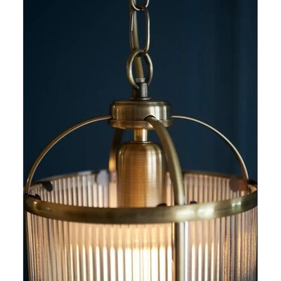 Endon Lambeth Antique Brass Ribbed Glass Ceiling Pendant - Ceiling Pendant Light Endon Lambeth Antique Brass Ribbed Glass Ceiling Pendant - Ceiling Pendant Light