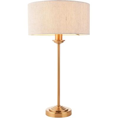 Lampa stołowa Endon Collection Highclere - Mosiądz Vintage i Len - H447xW250mm Lampa stołowa Endon Collection Highclere - Mosiądz Vintage i Len - H447xW250mm