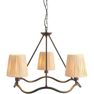 Luxia Tiverton 3 Arm Ceiling Pendant Light - Modern Black & Raffia Luxia Tiverton 3 Arm Ceiling Pendant Light - Modern Black & Raffia
