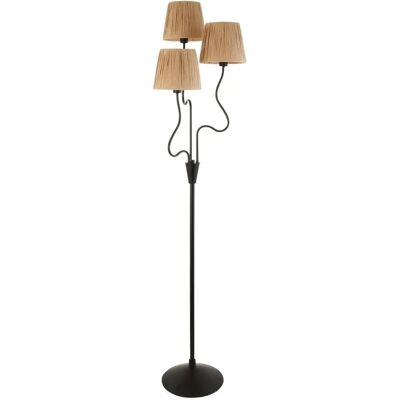 Luxia Tiverton 3 Light Floor Lamp - Modern, Black, Raffia Luxia Tiverton 3 Light Floor Lamp - Modern, Black, Raffia