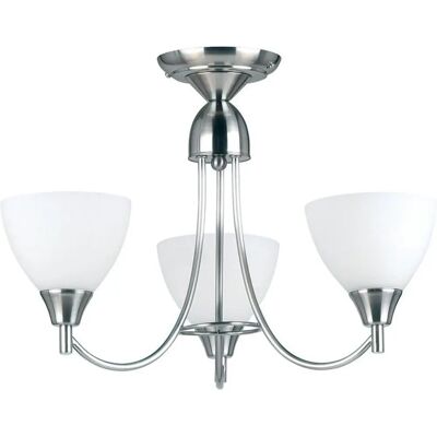 Suspension Endon Lighting Alton 3 lumières Chrome satiné - Verre opale - Publicité Suspension Endon Lighting Alton 3 lumières Chrome satiné - Verre opale - Publicité