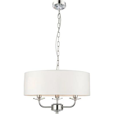 Endon Lighting Nixon 3 Light Multi Arm Ceiling Pendant Nickel - White Silk Endon Lighting Nixon 3 Light Multi Arm Ceiling Pendant Nickel - White Silk
