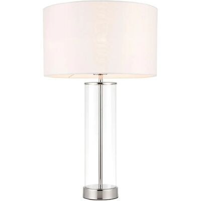 Lampa stołowa Lessina - Biała, Sztuczny jedwab, E27 - Lampa stołowa Lampa stołowa Lessina - Biała, Sztuczny jedwab, E27 - Lampa stołowa