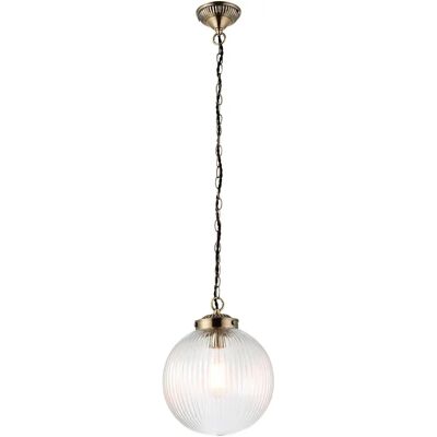 Pendentif plafond à 1 lumière Brydon - Laiton antique et verre clair - Publicité Pendentif plafond à 1 lumière Brydon - Laiton antique et verre clair - Publicité