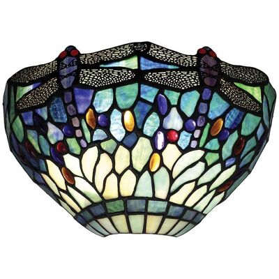 Interiors 1900 Lighting Dragonfly Blue - Tiffany Wall Uplighter - Indoor Light Interiors 1900 Lighting Dragonfly Blue - Tiffany Wall Uplighter - Indoor Light