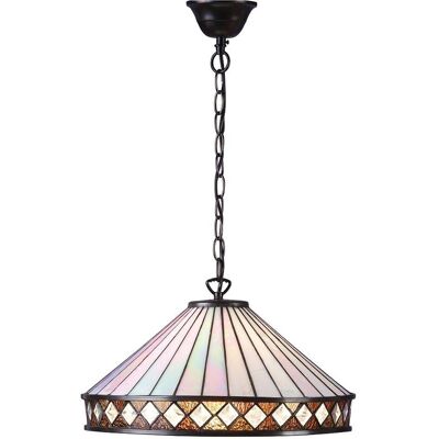 Interiors Fargo - 1 Light Ceiling Pendant Dark Bronze - Tiffany glass - E27 Interiors Fargo - 1 Light Ceiling Pendant Dark Bronze - Tiffany glass - E27