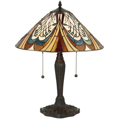 Interiors 1900 Hector - Lampada da Tavolo Tiffany a 2 Luci - Bronzo Scuro Interiors 1900 Hector - Lampada da Tavolo Tiffany a 2 Luci - Bronzo Scuro