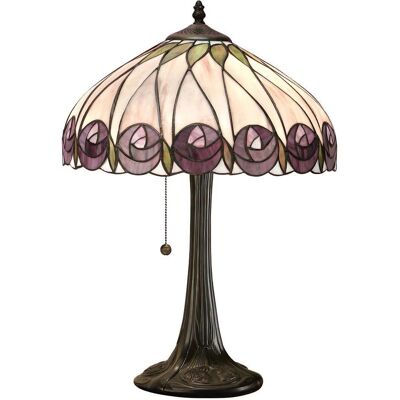 Interiors 1900 Lighting Hutchinson - Tiffany színes üveg asztali lámpa - Ciemny brąz - 58cm Interiors 1900 Lighting Hutchinson - Tiffany színes üveg asztali lámpa - Ciemny brąz - 58cm