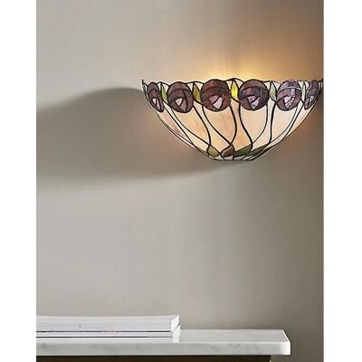 Interiors 1900 Hutchinson Wall Lamp - Tiffany Glass Dark Bronze - E14 Interiors 1900 Hutchinson Wall Lamp - Tiffany Glass Dark Bronze - E14