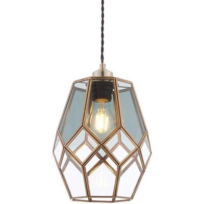 Netlighting Ripley Antique Brass Smoked Glass Pendant - Pendant Light Netlighting Ripley Antique Brass Smoked Glass Pendant - Pendant Light