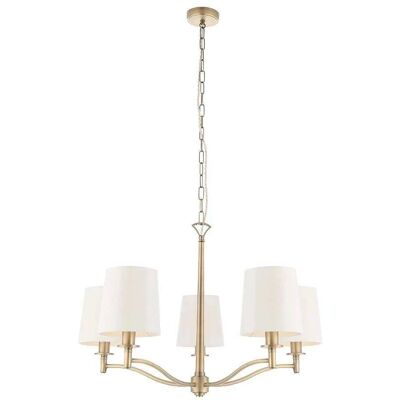 Netlighting Endon Ortona 5-Light Pendant - Antique Brass, Vintage White Faux Silk Netlighting Endon Ortona 5-Light Pendant - Antique Brass, Vintage White Faux Silk