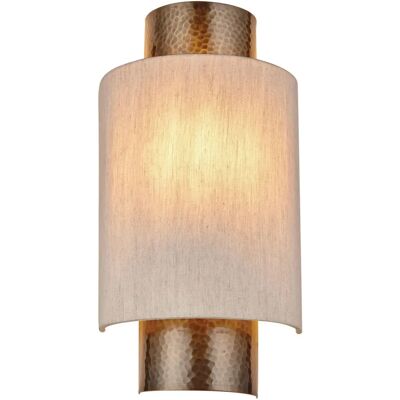 Endon Indara Wall Light - Hammered Bronze, Linen, E14 - Wall Light Endon Indara Wall Light - Hammered Bronze, Linen, E14 - Wall Light