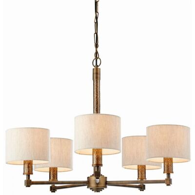 Endon Indara 5 Light Pendant - Adjustable Bronze & Linen Endon Indara 5 Light Pendant - Adjustable Bronze & Linen