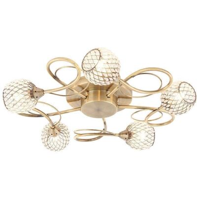 Netlighting Aherne 5 Lumières Semi-encastrée Laiton Antique - Plafonnier - Publicité Netlighting Aherne 5 Lumières Semi-encastrée Laiton Antique - Plafonnier - Publicité