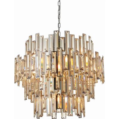 Suspension Viviana de Endon Collection - Cristaux Champagne & Chrome - 15 Lampes - Publicité Suspension Viviana de Endon Collection - Cristaux Champagne & Chrome - 15 Lampes - Publicité