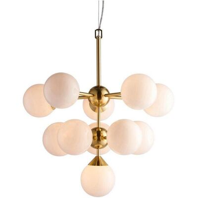 Suspension Oscar de Netlighting - Globe en Or Brossé Satiné et Verre Blanc - 11 G9 - Dimmable - Publicité Suspension Oscar de Netlighting - Globe en Or Brossé Satiné et Verre Blanc - 11 G9 - Dimmable - Publicité