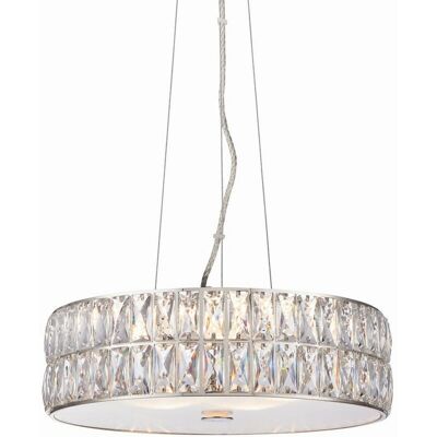 Lampadario a soffitto LED Verina di Endon Lighting - Cromo, Cristallo, Regolabile Lampadario a soffitto LED Verina di Endon Lighting - Cromo, Cristallo, Regolabile