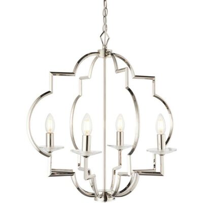 Lustre à Pendeloque Garland 4 Lumières - Nickel Poli et Cristal - Publicité Lustre à Pendeloque Garland 4 Lumières - Nickel Poli et Cristal - Publicité