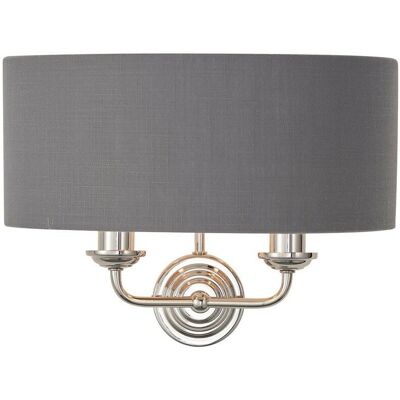 Netlighting Highclere Lampe Double Murale Tissu Charbon - Applique Murale - Publicité Netlighting Highclere Lampe Double Murale Tissu Charbon - Applique Murale - Publicité