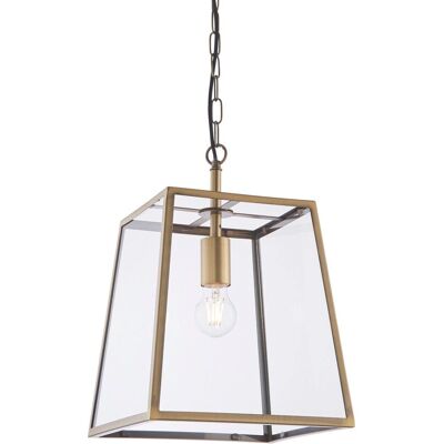 Netlighting Hurst Single Pendant Light - Antique Brass - Clear Glass - Pendant Light Netlighting Hurst Single Pendant Light - Antique Brass - Clear Glass - Pendant Light