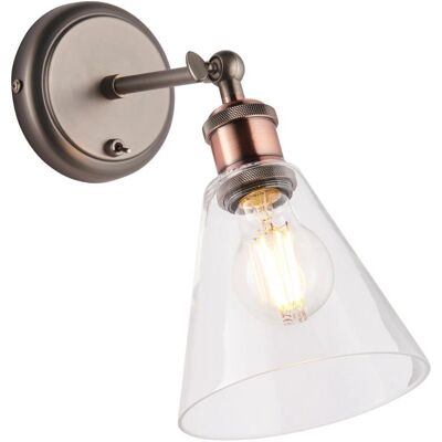 Netlighting Hal Lampada da Parete in Metallo - Peltro invecchiato, Rame, Grigio - Applique Netlighting Hal Lampada da Parete in Metallo - Peltro invecchiato, Rame, Grigio - Applique