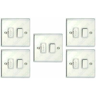 Deta Sd1370chw - Polished Chrome / White - Switch Spur Unit - 13 Amp Deta Sd1370chw - Polished Chrome / White - Switch Spur Unit - 13 Amp