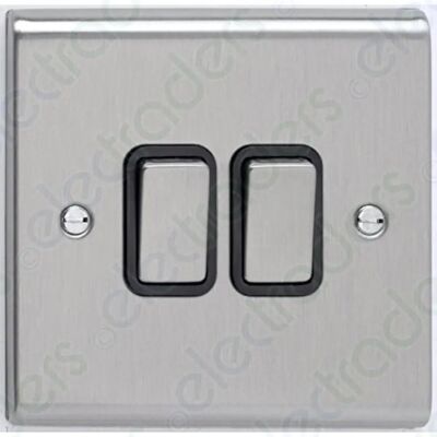Deta Sd1204ssb Light Switch - Stainless Steel/black - 2 gang 2 way 10A Deta Sd1204ssb Light Switch - Stainless Steel/black - 2 gang 2 way 10A