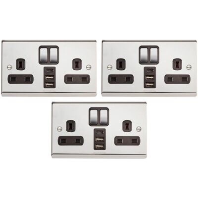 Deta SD1288CHB Slimline Twin 13A Switch Socket - Switch Socket Deta SD1288CHB Slimline Twin 13A Switch Socket - Switch Socket