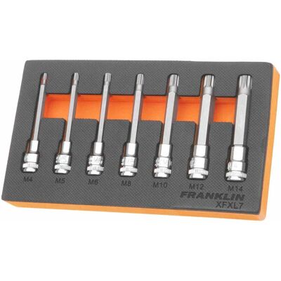 Franklin Xfxl7 7-Piece 3/8in Drive Long Spline Bit Socket Set Franklin Xfxl7 7-Piece 3/8in Drive Long Spline Bit Socket Set