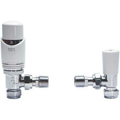 Drayton 0707260 TRV4 Angled Thermostatic Radiator Valve - White Drayton 0707260 TRV4 Angled Thermostatic Radiator Valve - White
