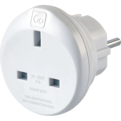Go Travel UK-EU Adaptor - UK to Europe Travel Power Adapter Go Travel UK-EU Adaptor - UK to Europe Travel Power Adapter