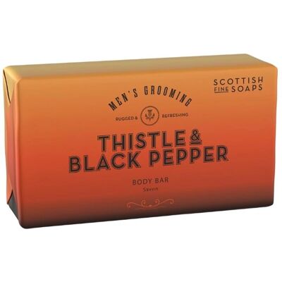 Scottish Fine Soaps - Thistle & Black Pepper - 220g - Fragrance Thistle & Black Pepper - Body Bar - Publicité Scottish Fine Soaps - Thistle & Black Pepper - 220g - Fragrance Thistle & Black Pepper - Body Bar - Publicité