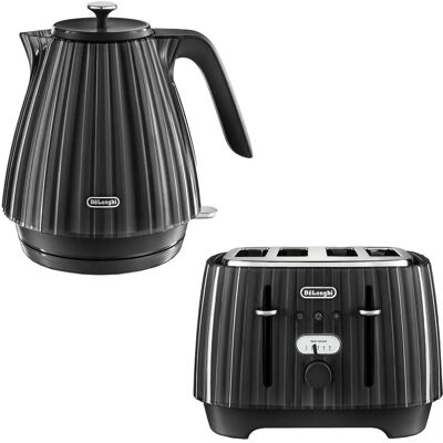 DeLonghi 1.7 L Electric Jug Kettle and Toaster Set - Black DeLonghi 1.7 L Electric Jug Kettle and Toaster Set - Black