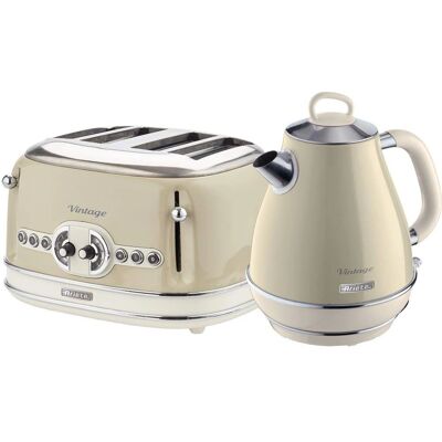 Ariete ARPK19 Retro Style Jug Kettle and 4 Slice Toaster Set - Vintage Design Ariete ARPK19 Retro Style Jug Kettle and 4 Slice Toaster Set - Vintage Design