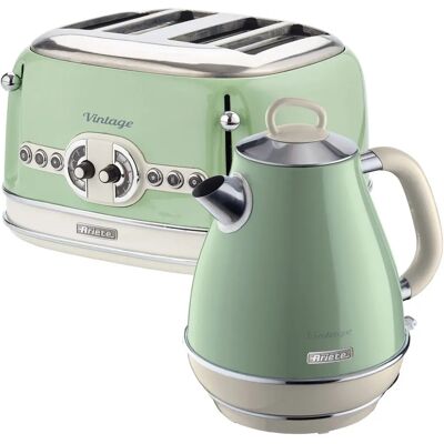 Ariete ARPK20 Retro Style Jug Kettle and 4 Slice Toaster Set - Vintage Design Ariete ARPK20 Retro Style Jug Kettle and 4 Slice Toaster Set - Vintage Design