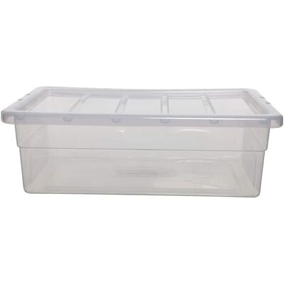 Whitefurze 28L Stackable Storage Box - Plastic Tidy Container Whitefurze 28L Stackable Storage Box - Plastic Tidy Container