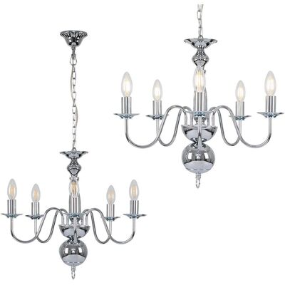 ValueLights Gothica 5 Way Silver Ceiling Light - Ceiling Light Chandelier ValueLights Gothica 5 Way Silver Ceiling Light - Ceiling Light Chandelier