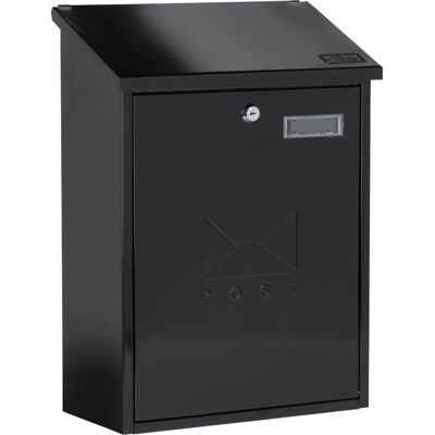 Sterling MB04BK Black Post Box - Large Weatherproof Steel Mailbox Sterling MB04BK Black Post Box - Large Weatherproof Steel Mailbox