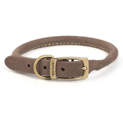 Ancol Timberwolf Leather Dog Collar - Sable - 45-54cm Ancol Timberwolf Leather Dog Collar - Sable - 45-54cm