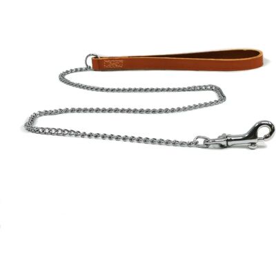 Ancol Heritage Chain Lead with Leather Handle - 80cm Dog Lead Ancol Heritage Chain Lead with Leather Handle - 80cm Dog Lead