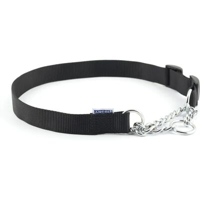 Ancol Heritage Nylon & Chain Check Collar - Black - 50-70cm - Dog Collar Ancol Heritage Nylon & Chain Check Collar - Black - 50-70cm - Dog Collar